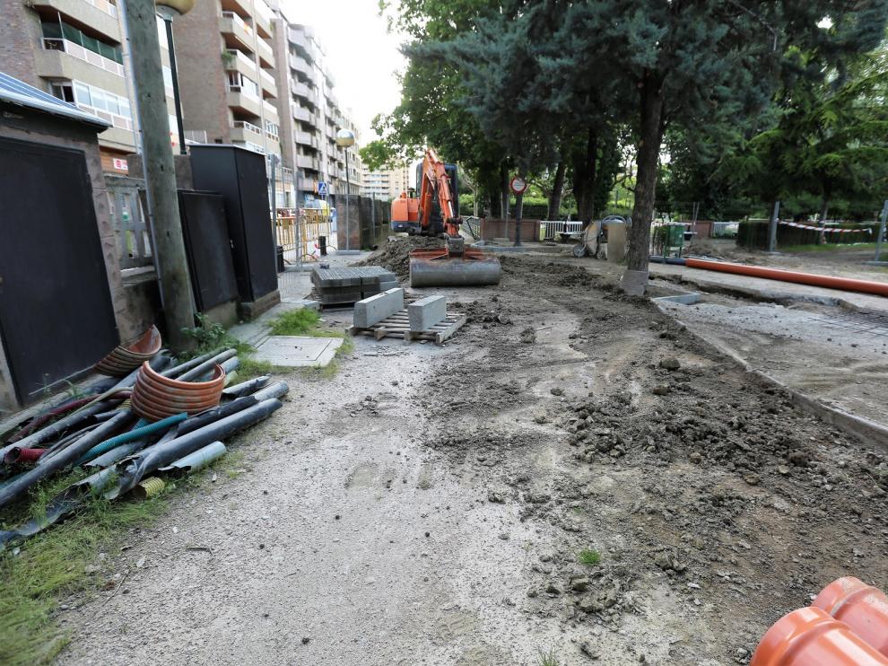 Continúan las obras en el Parque Miguel Servet