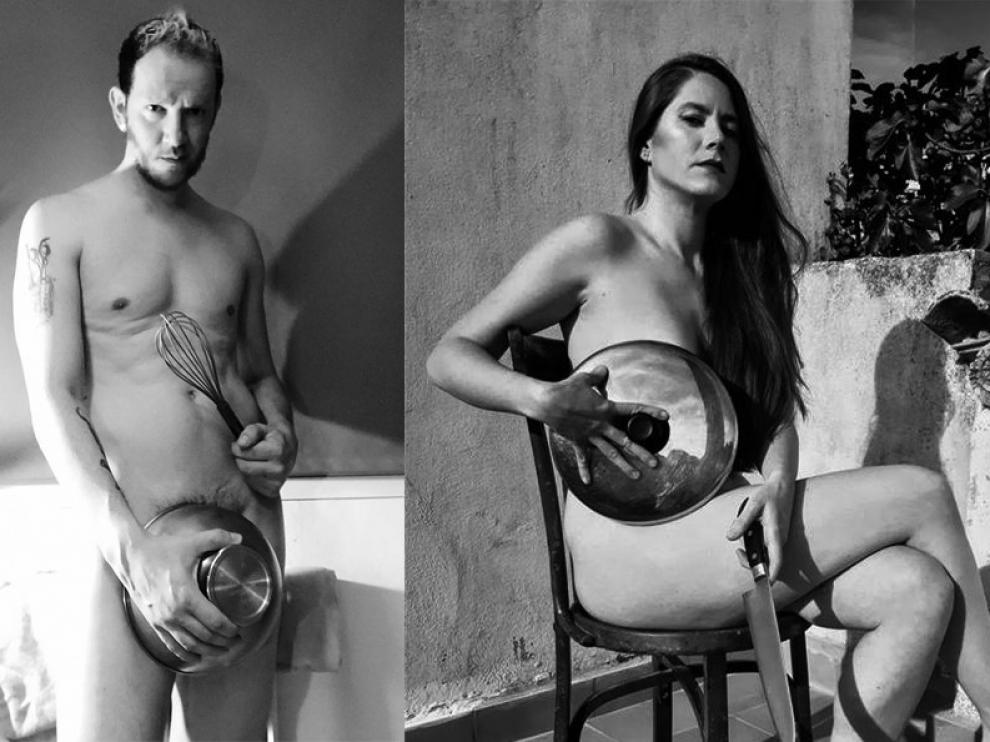 Cocineros altoaragoneses posan desnudos contra el plan de la desescalada