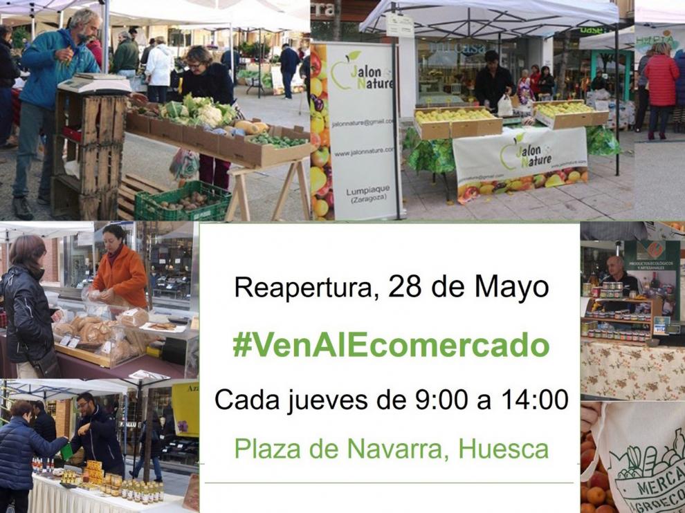El Mercado Agroecológico de Huesca reabre el próximo jueves, 28 de mayo, en la plaza Navarra