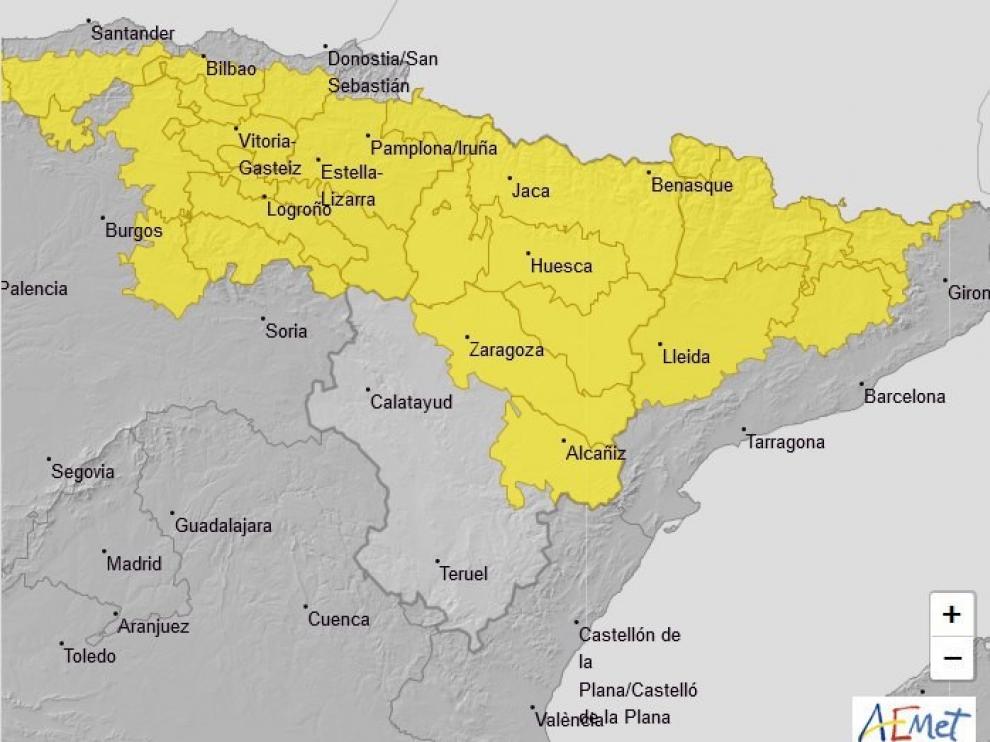La AEMET amplía el aviso amarillo por lluvias y tormentas en la provincia de Huesca