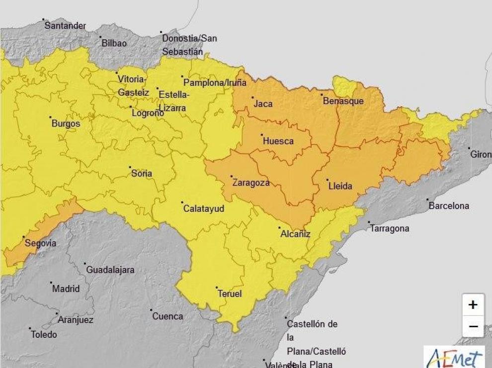 Aviso naranja por lluvias y tormentas en la provincia de Huesca