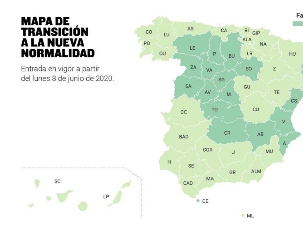 Once comunidades pasan el lunes el 8 junio a la última fase de la desescalada
