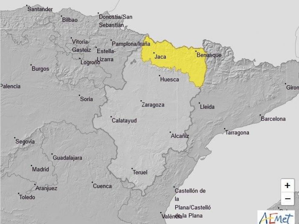 Se activa el aviso amarillo por fuertes lluvias en la provincia de Huesca