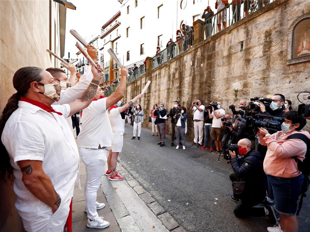Un 7 de julio, día de San Fermín, sin toros en las calles de Pamplona