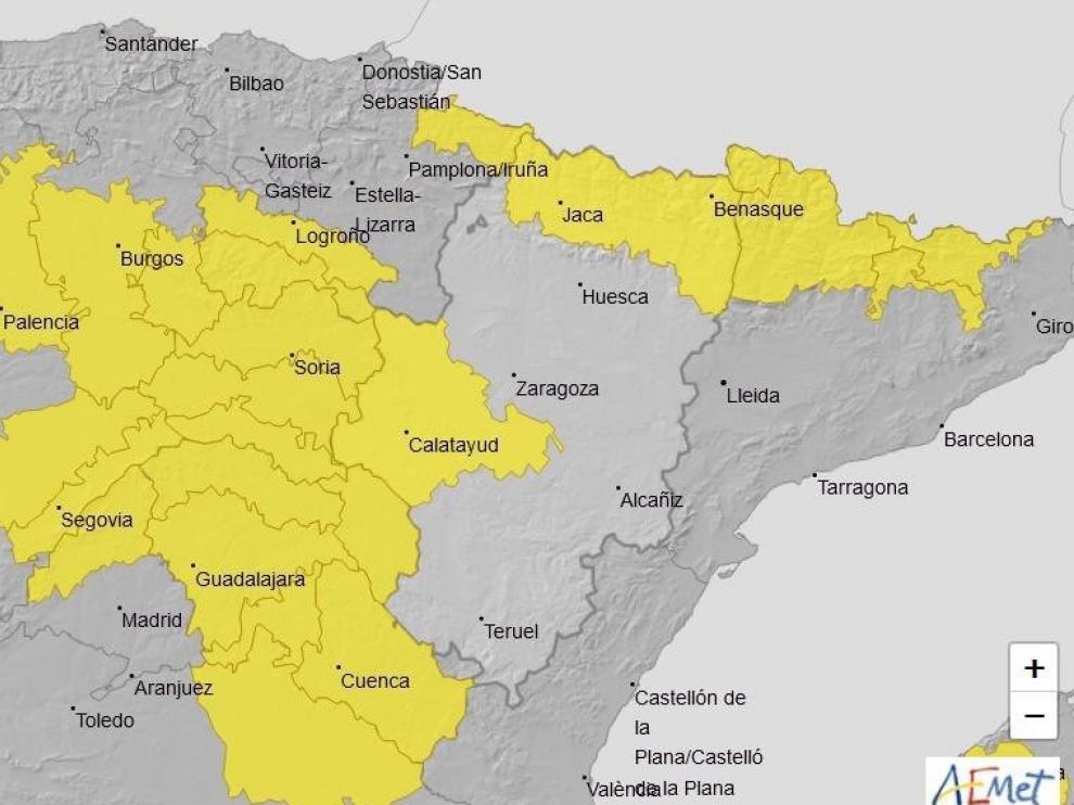 Aemet activa alerta por tormentas y altas temperaturas en varias zonas de Aragón este jueves