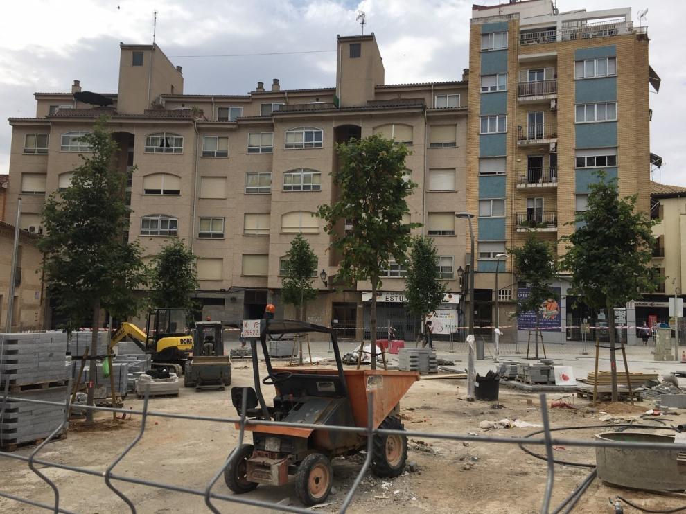 Reponen el arbolado en la plaza de Santo Domingo de Huesca