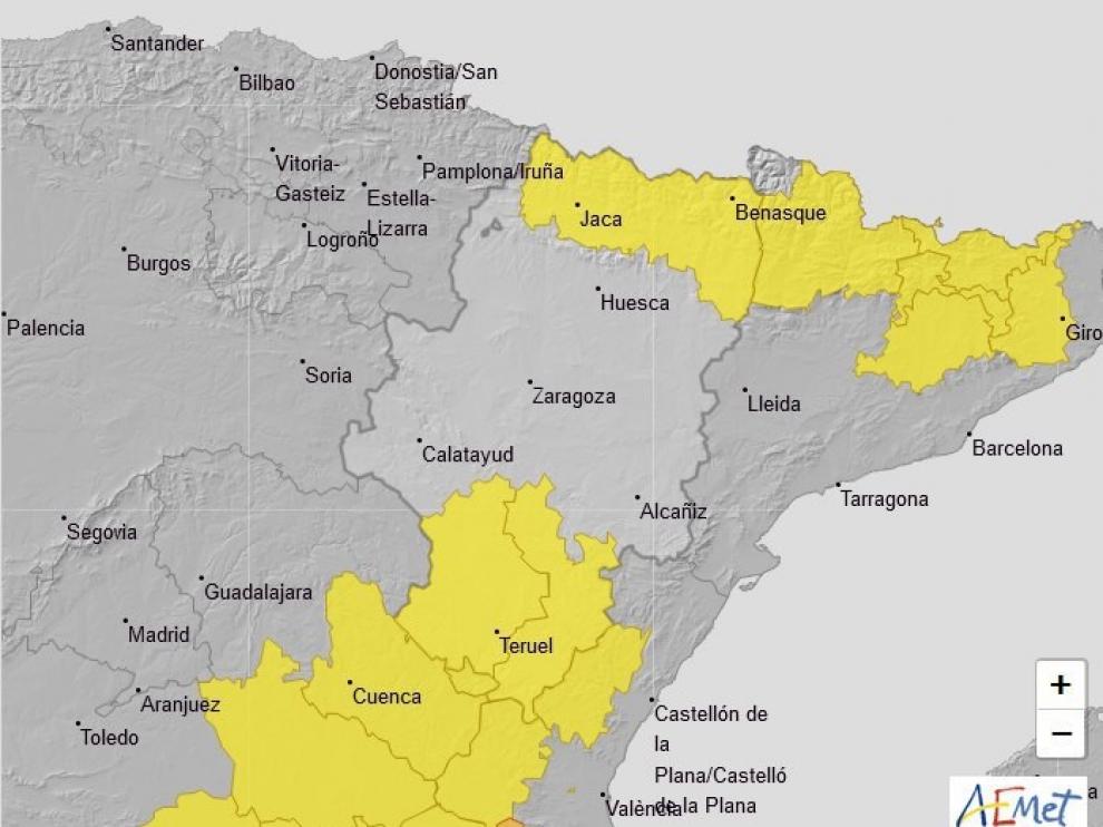 La Aemet ha activado este martes el aviso amarillo por tormentas en el Pirineo