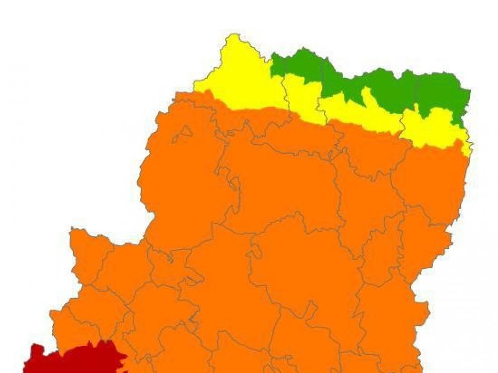 Alerta roja de peligro de incendios forestales en el sur de Aragón