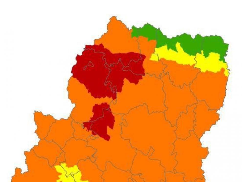 Alerta roja de peligro de incendios forestales en el Prepirineo Occidental, el Somontano Occidental y Zuera