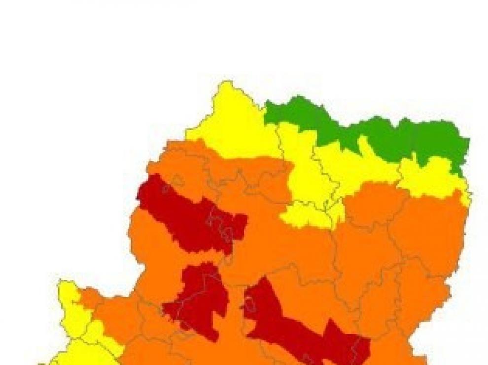 Alerta roja de peligro de incendios forestales en el Somontano Occidental
