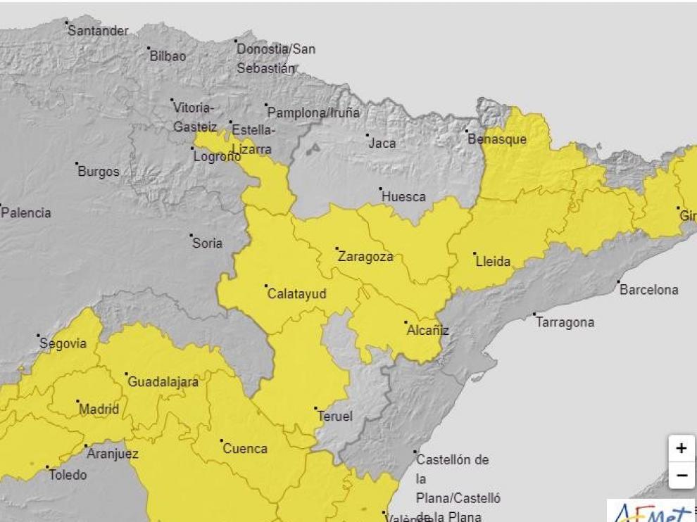 La Aemet amplía el aviso amarillo por temperaturas máximas en el sur de Huesca