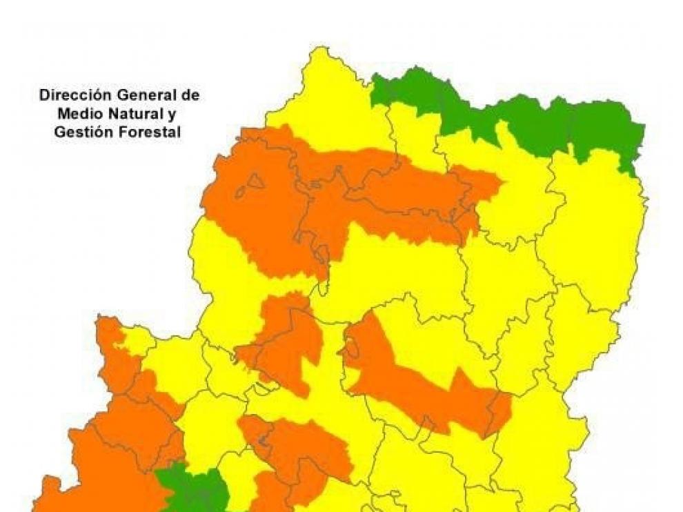 Alerta naranja de peligro de incendios forestales en diversas zonas de Aragón