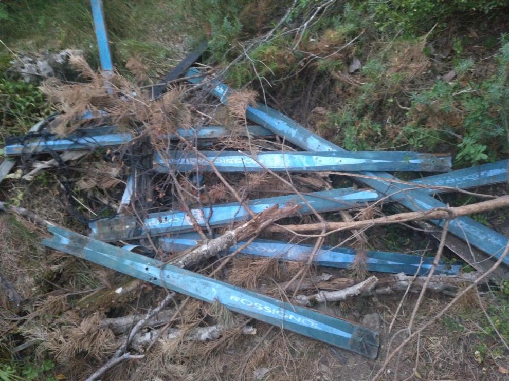 Las antiguas tablas de esquí...