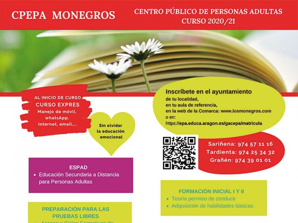Abierto el plazo de inscripción para los cursos de educación de adultos de Los Monegros