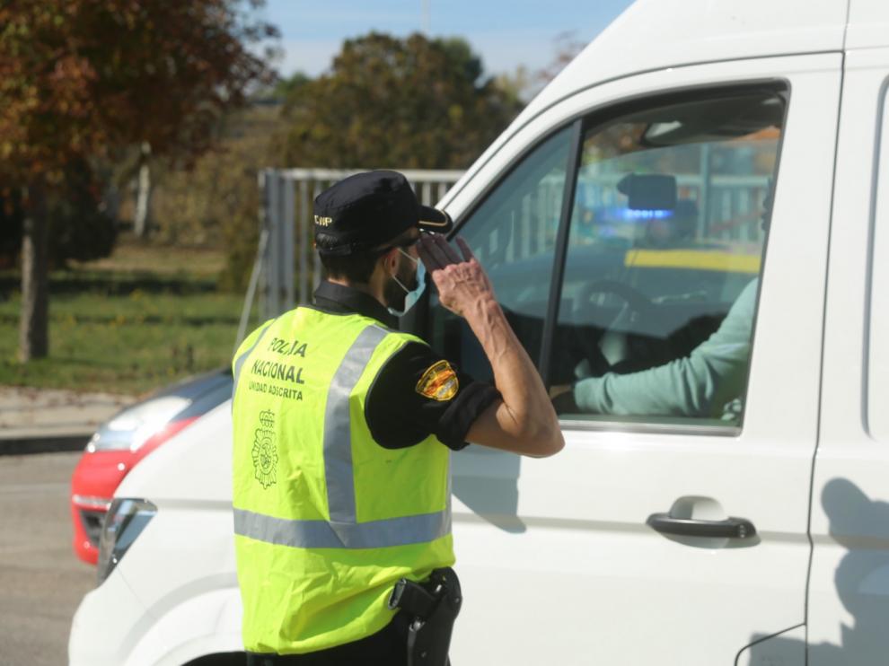 Controles de la Policía en Huesca por el obligado confinamiento perimetral