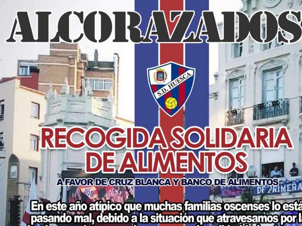 La peña Alcorazados hace una campaña de recogida solidaria de alimentos