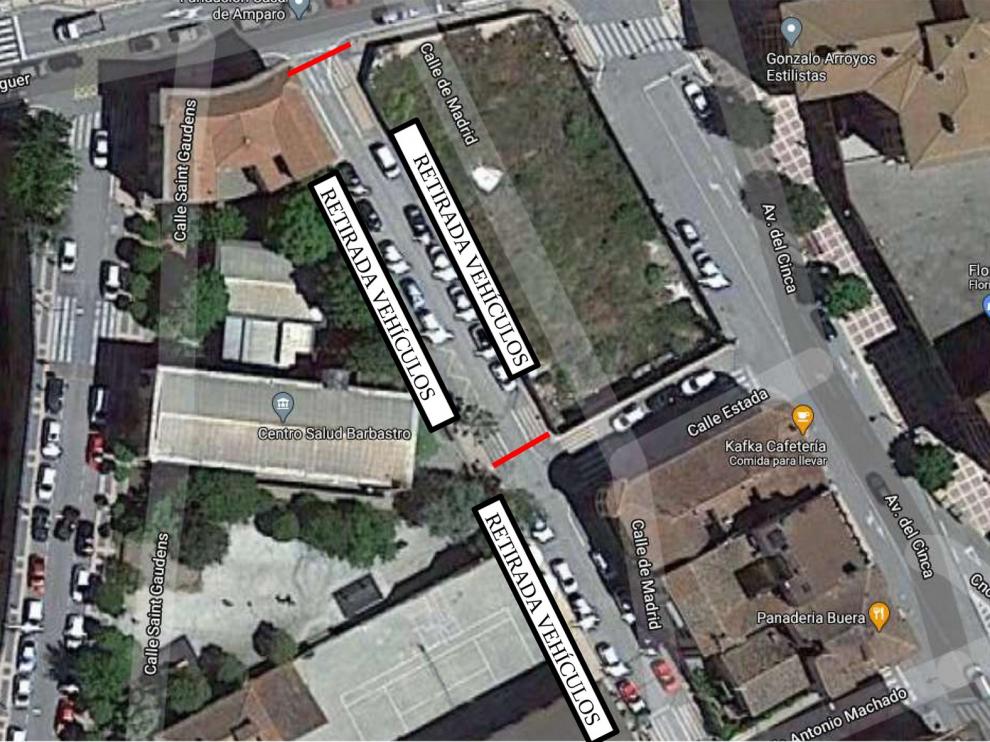 Corte al tráfico del tramo de la calle Madrid entre la Avenida San Josemaría Escrivá y la calle Estada de Barbastro