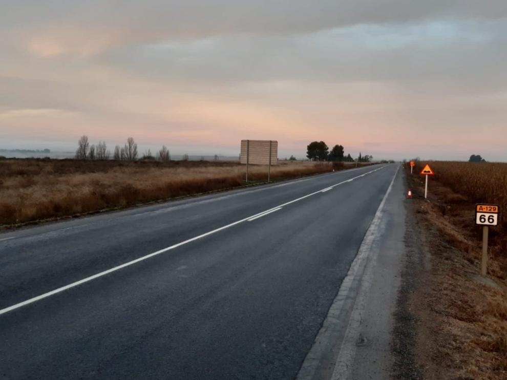 Finalizan las obras de mejora de la A-129 entre Lanaja y Sariñena