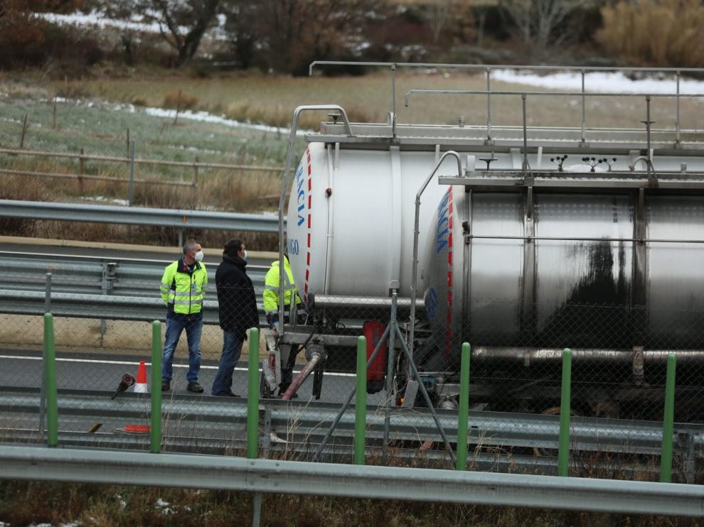Restablecida la circulación en la autovía A-23, tras el accidente sufrido por un camión
