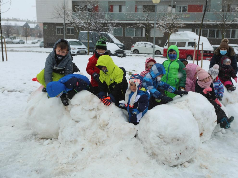Segunda jornada con nieve por la presencia de Filomena en la provincia de Huesca