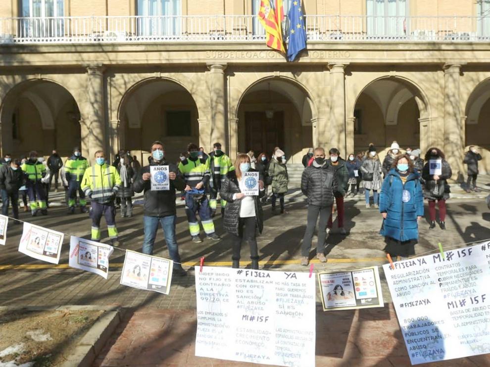 Protesta de los funcionarios públicos en Huesca