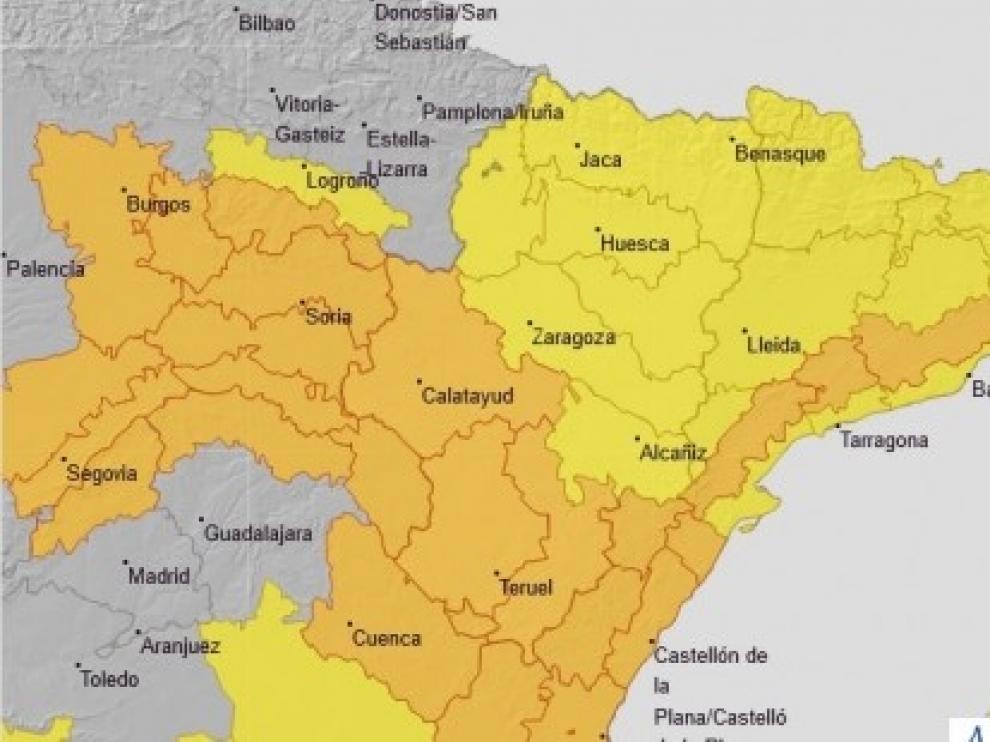 Aviso amarillo por tormentas en Huesca Centro y Sur y se amplía la alerta naranja por vientos
