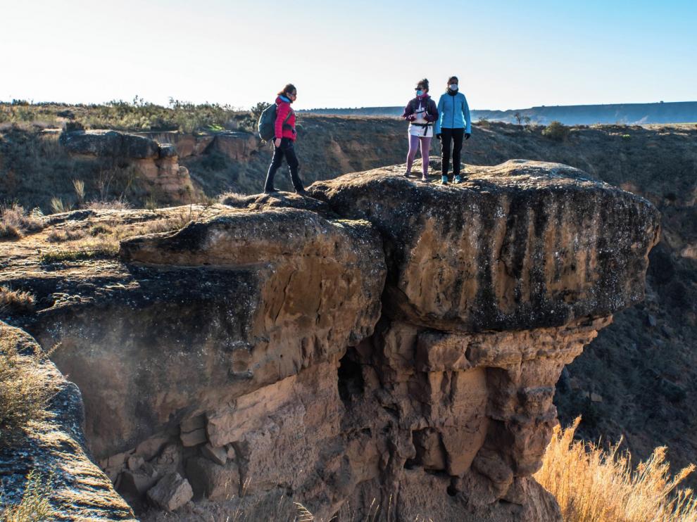 A merced del viento en la primera excursión del año de Peña Guara