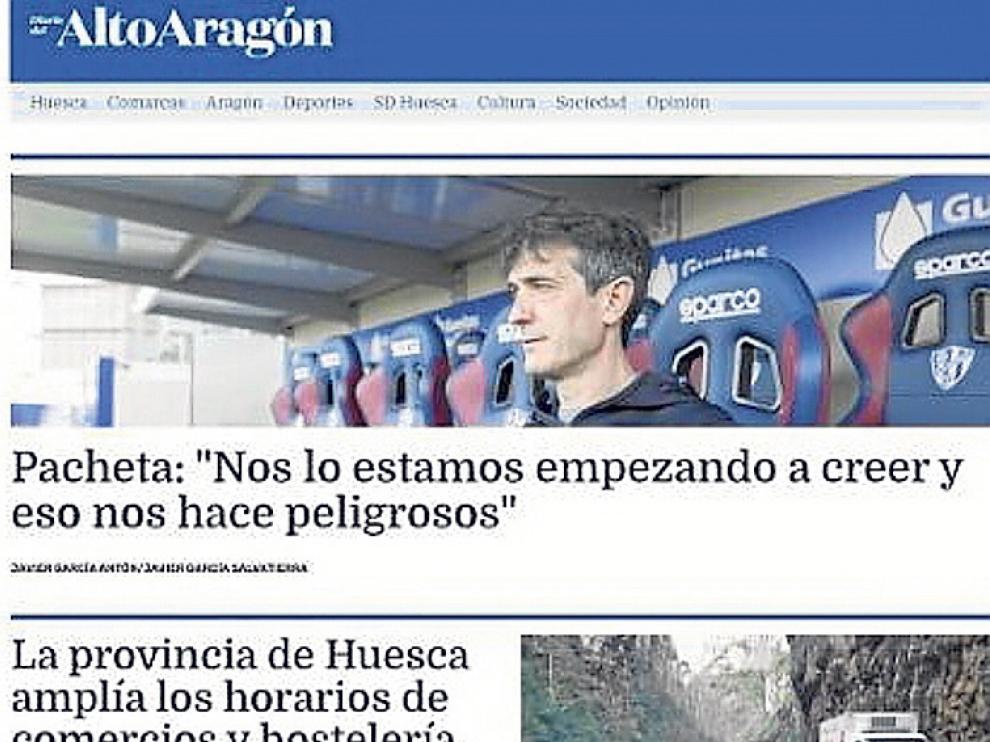 Portada de nuestra nueva edición web, www.diariodelaltoaragon.es