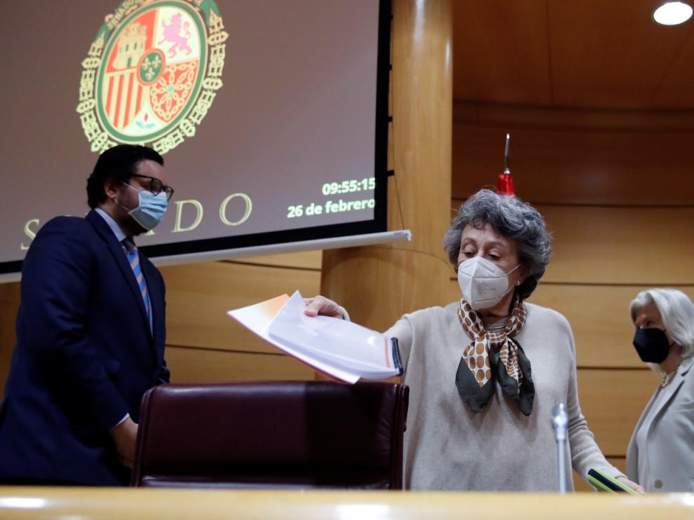 Rosa María Mateo compareció ante la comisión de control del Senado.