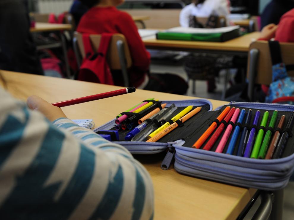 Alumnos en una escuela de la comunidad aragonesa