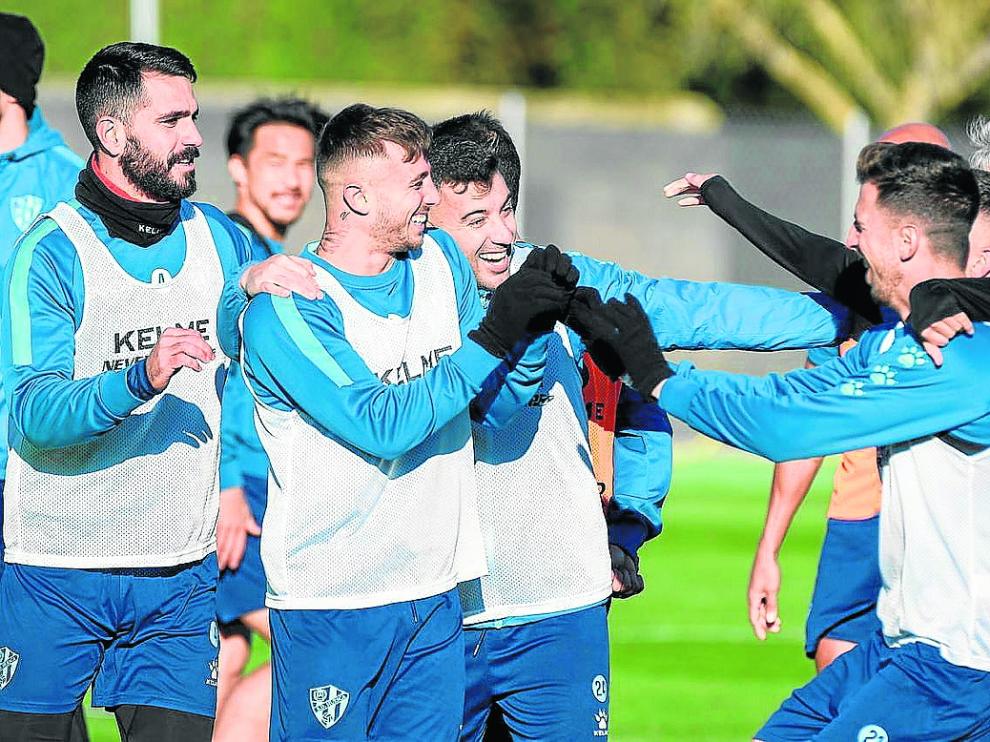 El buen ambiente presidió el último entrenamiento previo al partido.