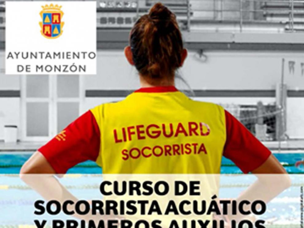 Cartel curso socorrismo de Monzón.