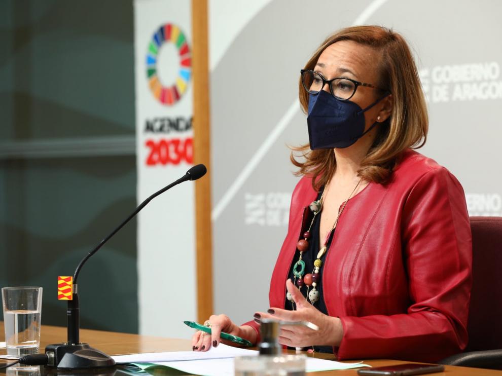 La consejera de Presidencia, Mayte Pérez, en la rueda de prensa tras el Consejo de Gobierno.