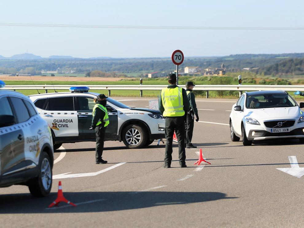 Control de tráfico de la Guardia Civil en la provincia de Huesca.
