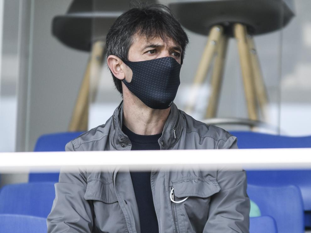 Pacheta estuvo el domingo en El Alcoraz junto a su cuerpo técnico viendo al filial.