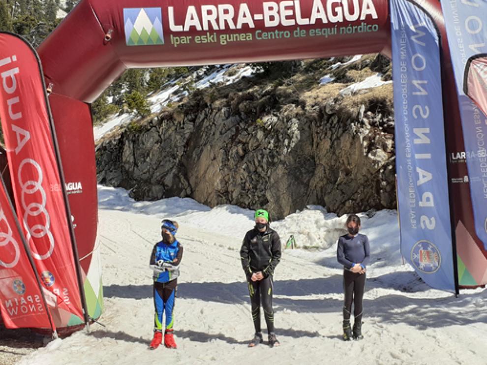 Uno de los podios en Belagua, con las jóvenes promesas del esquí de fondo nacional.