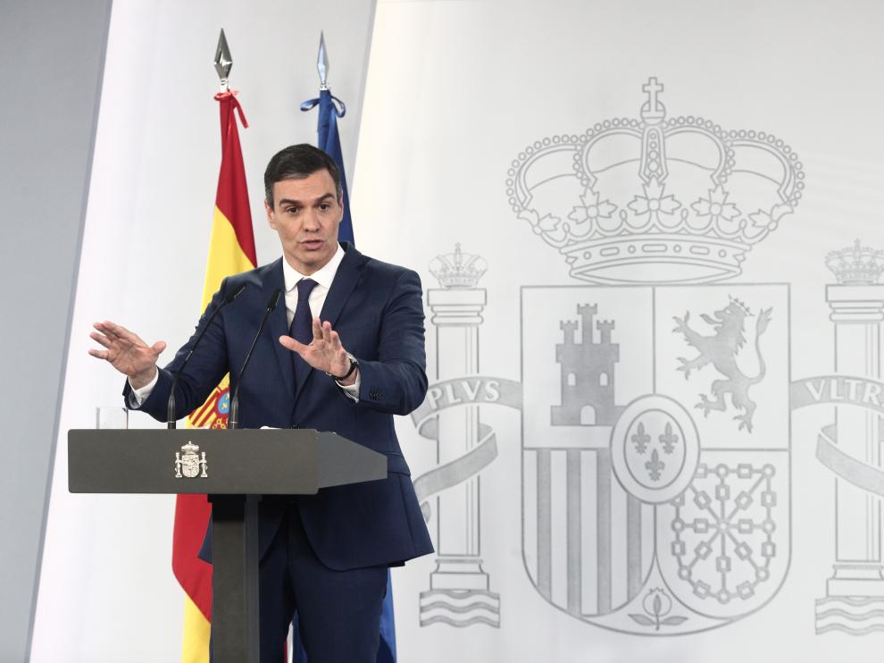 Pedro Sánchez en su comparecencia este martes tras el Consejo de Ministros.