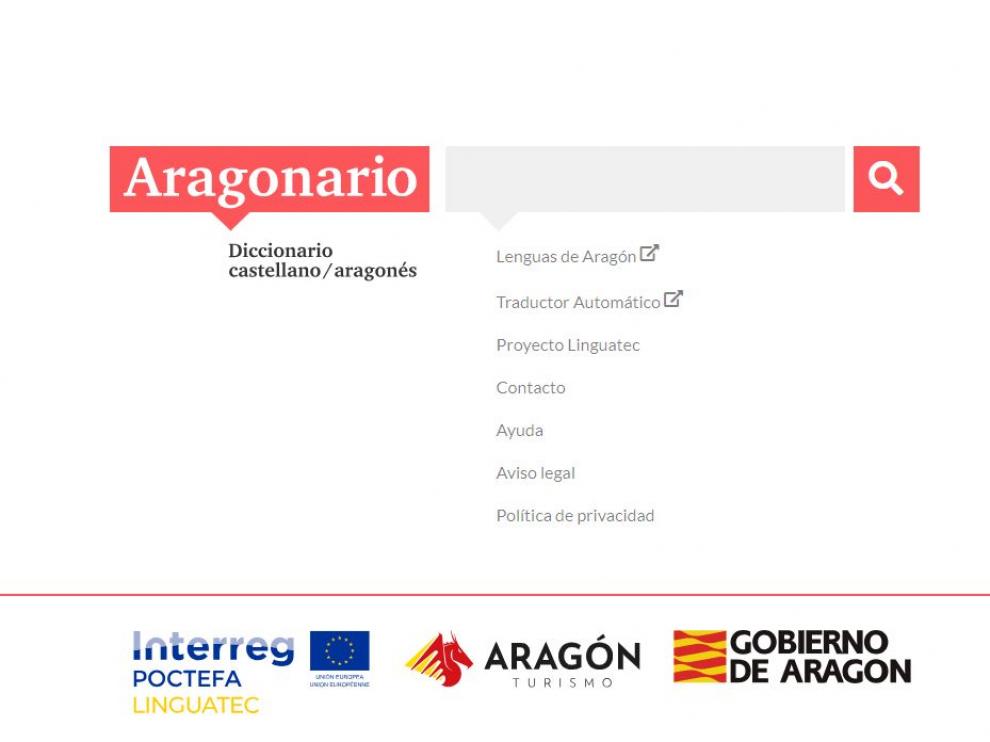 Una imagen del diccionario online de aragonés.