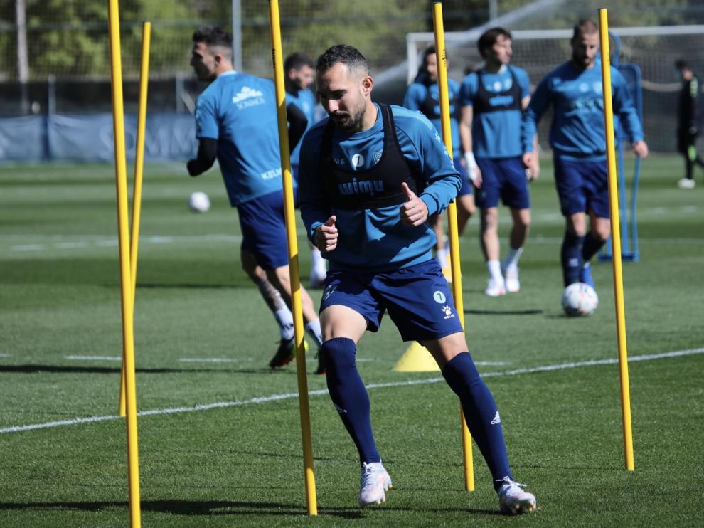 Imagen de David Ferreiro en el entrenamiento de este martes.