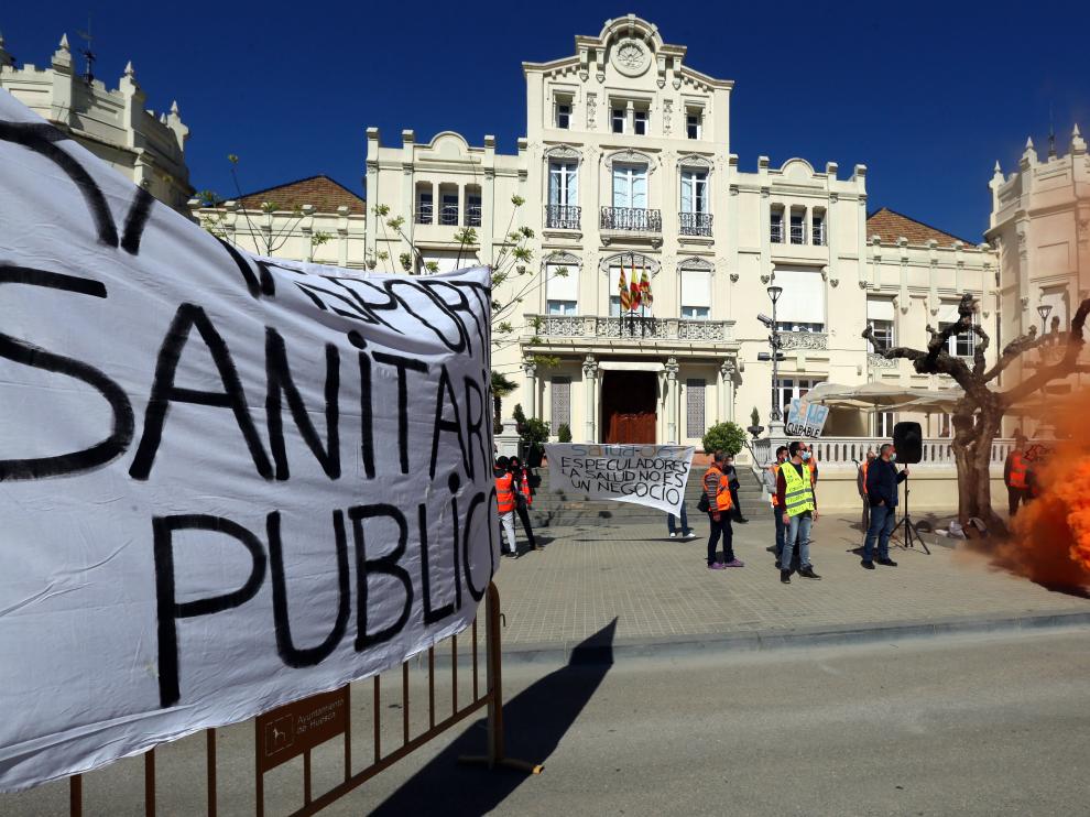 Imagen de la protesta celebrada en la plaza de Navarra este sábado.