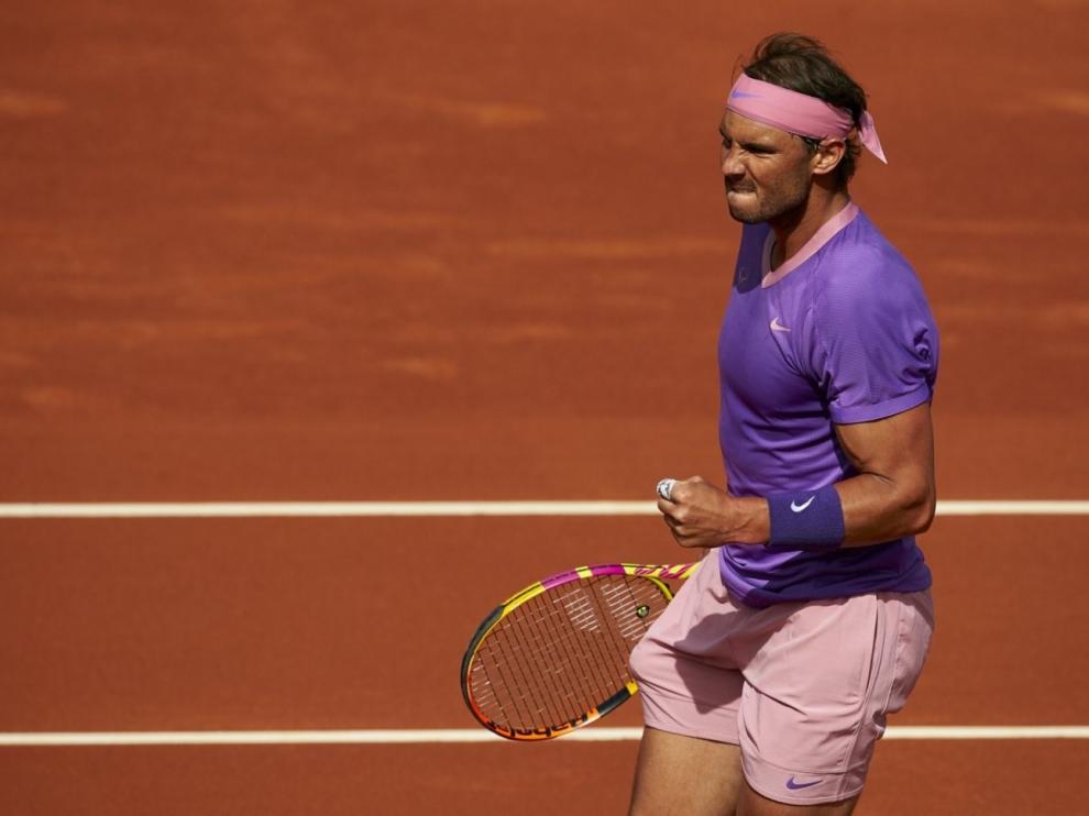 Rafa Nadal celebra su victoria en Barcelona.