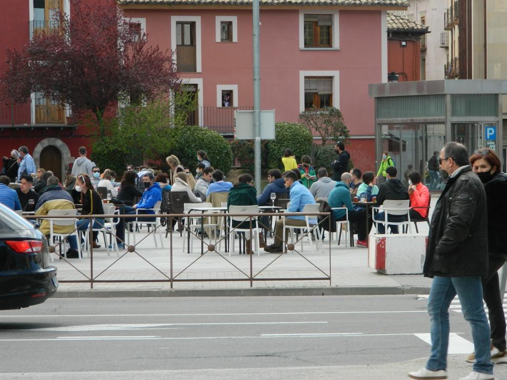 Ambiente, hace unas semanas, en la ciudad de Jaca.