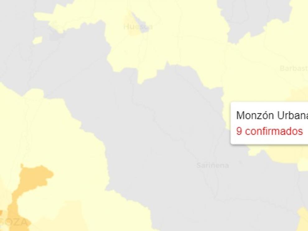 Mapa de nuevos contagios de covid publicado este jueves
