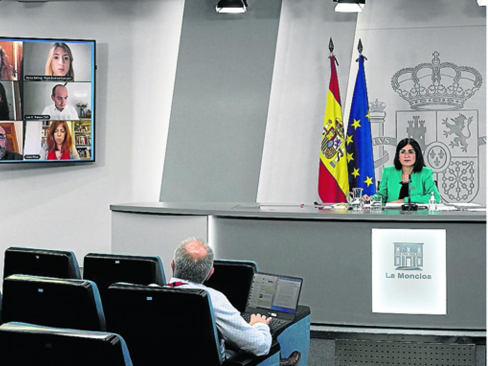 La ministra de Sanidad durante la rueda de prensa de este miércoles
