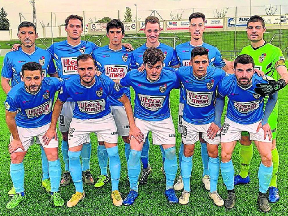 Once inicial del Binéfar en la tarde de ayer para el partido contra el Calamocha.