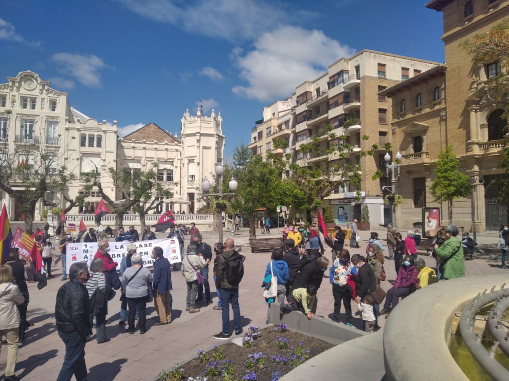 Concentración que ha tenido lugar en la plaza de Navarra de Huesca.