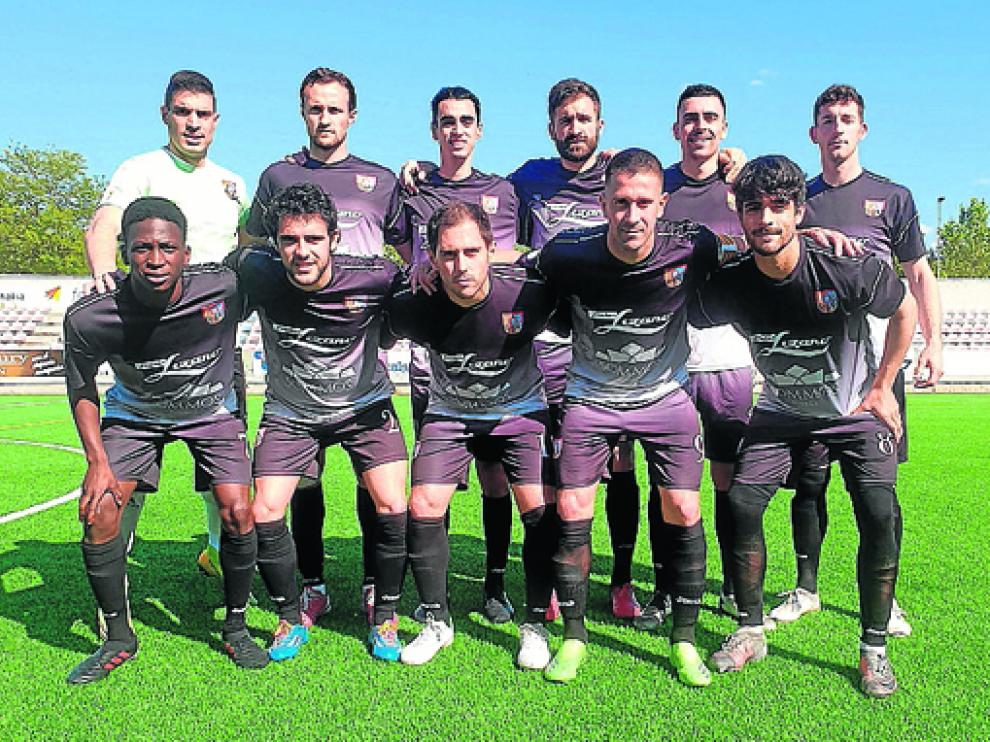 Once titular que presentó ayer el Fraga en el partido que acabó ganando contra el Villanueva.