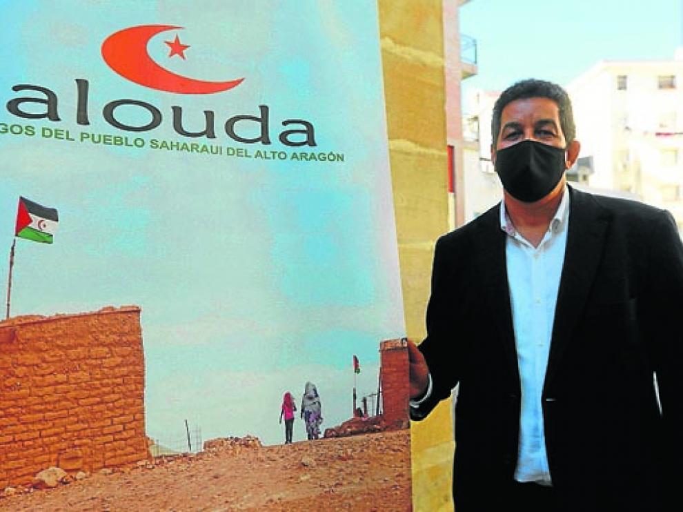 Abdulah Arabi, delegado del Frente Polisario, durante su visita a Huesca ayer.