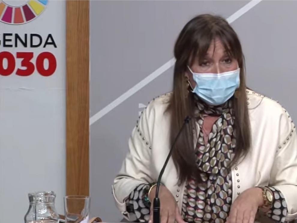 La consejera de Sanidad, en la comparecencia de este miércoles.