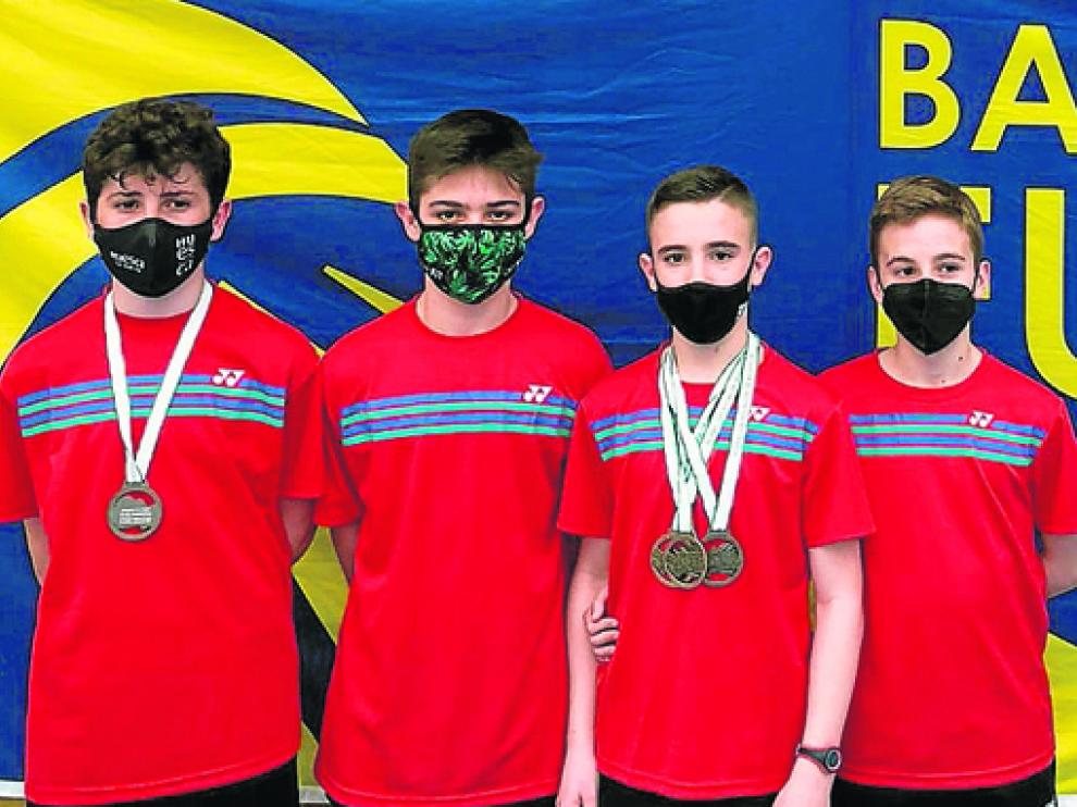 Los cuatro jugadores oscenses, durante la pasada competición en Benalmádena.